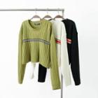 Long Sleeve Ribbed-knit Striped Loose-fit Sweater