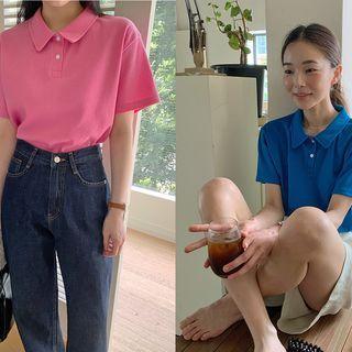 Waffle-texture Polo Shirt