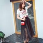 Short-sleeve Studded Printed T-shirt