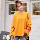 Long-sleeve Lettering Oversized T-shirt