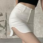 High-waist Side-slit A-line Shorts