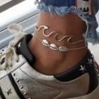 Alloy Wave & Shell Layered Anklet As Shown In Figure - One Size