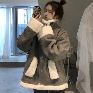 Faux Shearling Buttoned Coat Gray - One Size