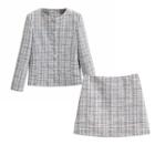 Tweed Jacket / Mini A-line Skirt / Set