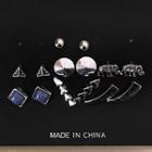 Set: Stud Earring (various Designs) 0155a# - Set - Classic Earrings - Purplish Blue & Silver - One Size