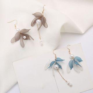 Faux Pearl Acrylic Petal Dangle Earring