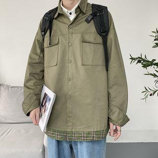 Paneled Button-up Cargo Jacket