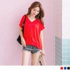 Short Sleeve V-neck Loose-fit T-shirt