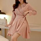 Long-sleeve A-line Asymmetric Dress