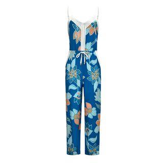 Strappy Floral Print Cropped Jumpsuit