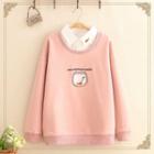 Inset Shirt Fish Embroidered Pullover