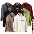 Coral-fleece Colored Zip-up Jacket