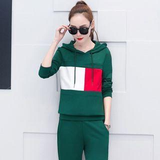 Set: Color Block Hoodie + Tapered Pants