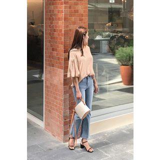 Bubble-sleeve Crepe Top