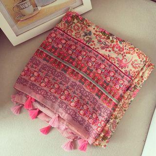Tassel Floral Print Shawl