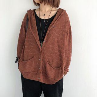 Hood Button Knit Jacket