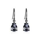 925 Sterling Silver Elegant Noble Fashion Water Drop Shape Earrings With Black Austrian Element Crystal Black - One Size