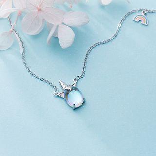 925 Sterling Silver Bead Unicorn Pendant Necklace S925silver Necklace - One Size