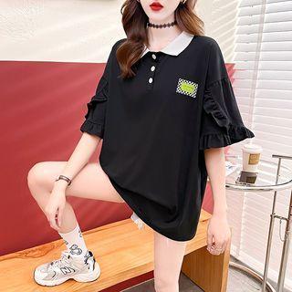 Short-sleeve Collar Applique Collar T-shirt