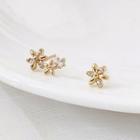 Sterling Silver Cz Flower Stud Earring 1 Pair - B-487 - Gold - One Size