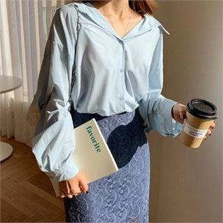 Chiffon-detail Loose-fit Blouse