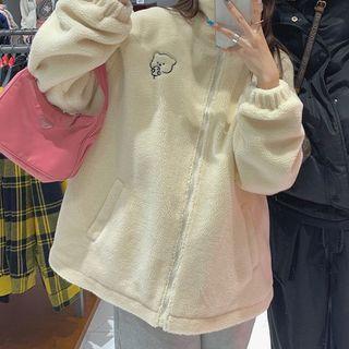 Fleece Bear Print Zip Jacket