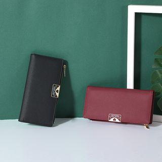 Faux Leather Plain Long Clutch