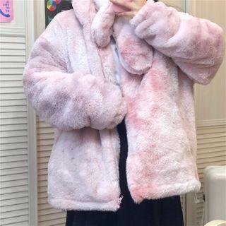 Tie Dye Fleece Zip-up Jacket / Scarf