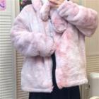Tie Dye Fleece Zip-up Jacket / Scarf