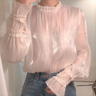 Long-sleeve Iridescent Blouse