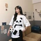 Elbow-sleeve Panda T-shirt