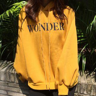 Lettering Lantern-sleeve Hoodie