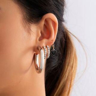 Set Of 4: Hoop Earring Silver - One Size