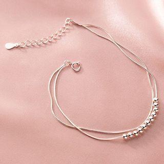 Bead Layered Sterling Silver Bracelet Silver - One Size