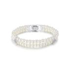 Fashion And Elegant Geometric Imitation Pearl Round Bead Double-layer Bracelet Silver - One Size