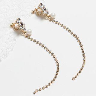 Rhinestone Flower Threader Earring