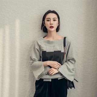 Slit-sleeve Pleated Panel Pullover
