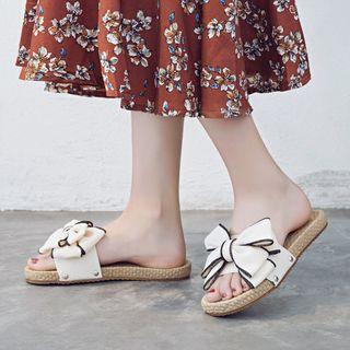 Ribbon Accent Slide Beach Sandals