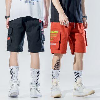 Printed Wide-leg Cargo Shorts