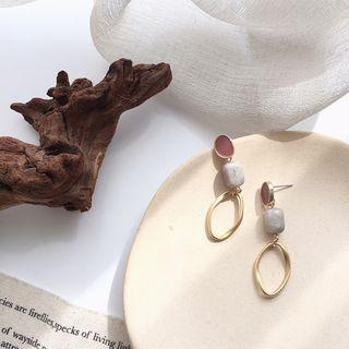 Resin Glaze Alloy Hoop Dangle Earring