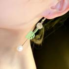 Leaf Faux Pearl Non-matching Drop Earring