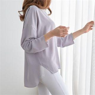 Round-neck Dip-back Chiffon Top