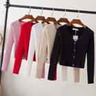 Cropped Rib Knit Cardigan