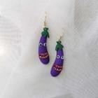 Alloy Cartoon Eggplant Earring 1 Pair - As Shown In Figure - One Size