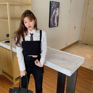 Long-sleeve Shirt / Spaghetti Strap Knit Top
