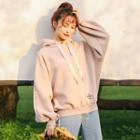 Embroidered Letter Hoodie Light Pink - One Size
