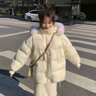 Fluffy Tri Hooded Padded Jacket