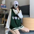 Heart Sweater Vest / Long-sleeve Plain T-shirt