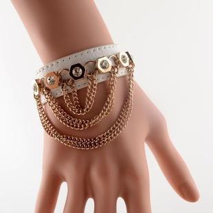 Genuine Leather Chain Studded Bangle
