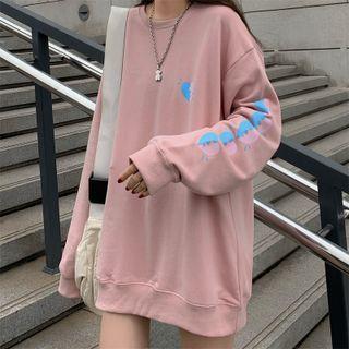 Long-sleeve Heart Print Loose-fit Sweatshirt